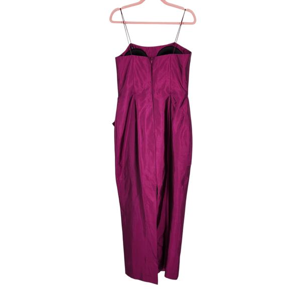 Vintage 80s Marisa Baratelli Thai Silk Iridescent Formal Dress Fuchsia Pink SZ 8 - Picture 8 of 14